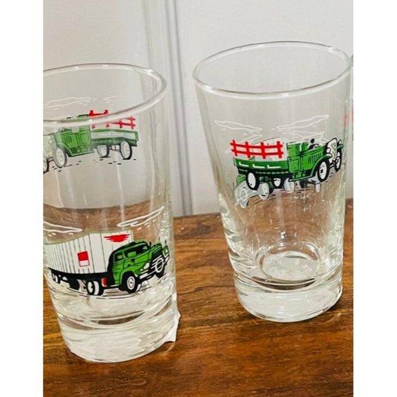Vintage Big Rig Semi Truck Double Old Fashioned Glasses, Set of Four; Trucking G - Picture 4 of 5